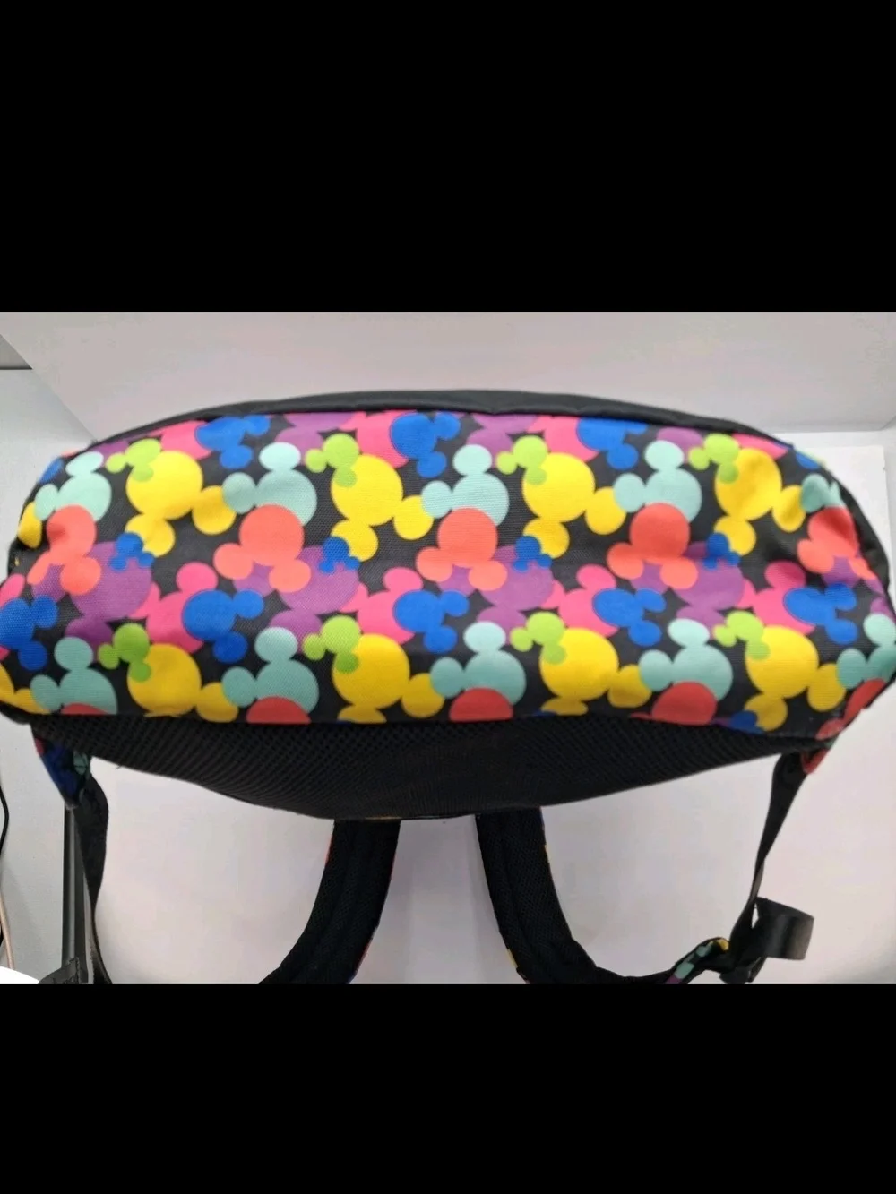 Disney Multicolor Mickey Silhouette Kids Backpack with Blue Trim